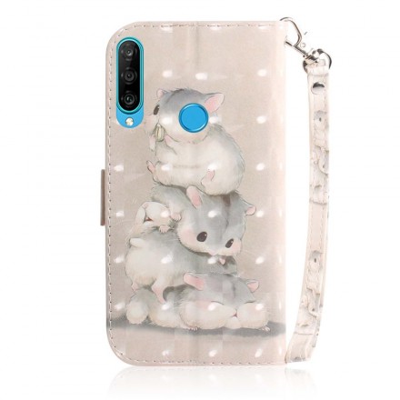 Kotelo Huawei P30 Lite Hamsters kanssa hihna