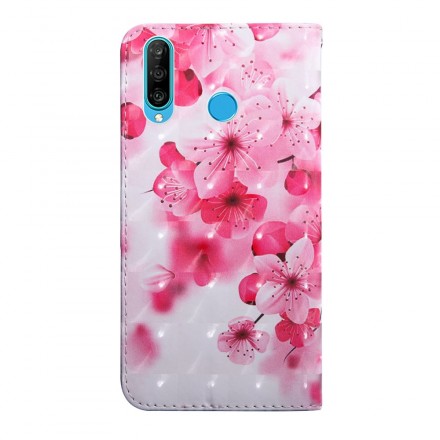 Huawei P30 Lite vaaleanpunainen kukka tapauksessa