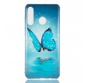 Huawei P30 Lite Butterfly Case Sininen fluoresoiva