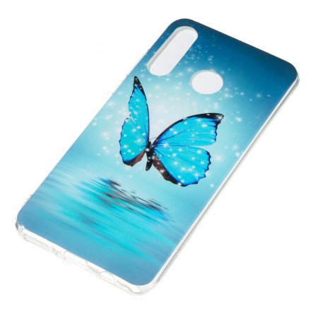 Huawei P30 Lite Butterfly Case Sininen fluoresoiva