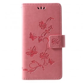Kansi Huawei P30 Lite Perhoset ja kukat hihnalla