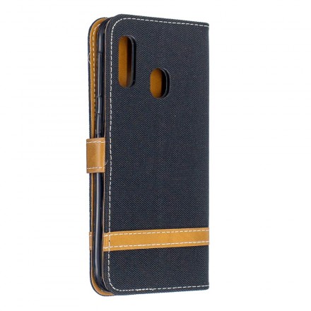 Samsung Galaxy A20e Kangas ja nahka Effect Case hihnalla