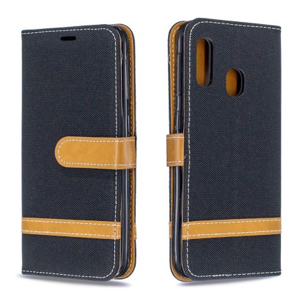 Samsung Galaxy A20e Kangas ja nahka Effect Case hihnalla
