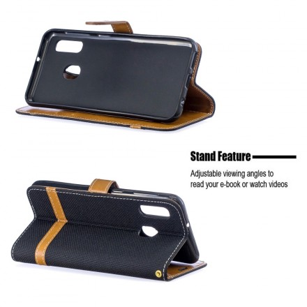 Samsung Galaxy A20e Kangas ja nahka Effect Case hihnalla