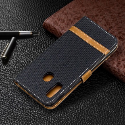 Samsung Galaxy A20e Kangas ja nahka Effect Case hihnalla