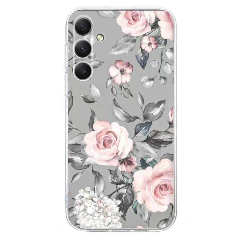 Coque Galaxy S26 Fleurs Fond Gris