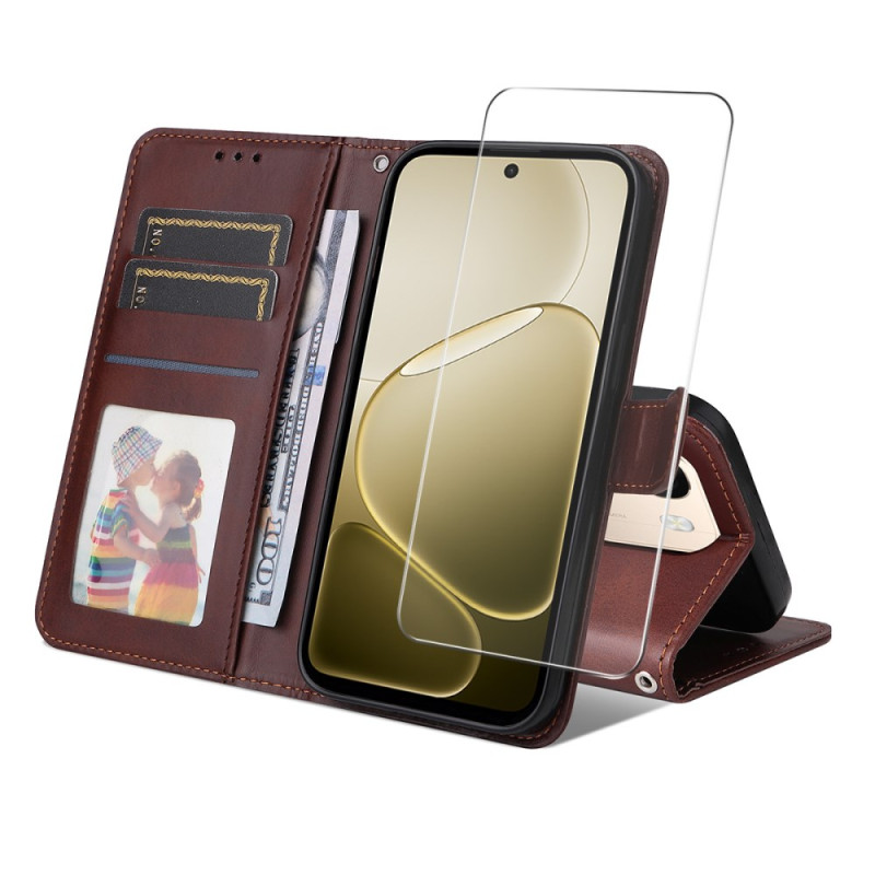 Oppo A6 Pro 5G / 4G keinonahkakotelo näytönsuojalla