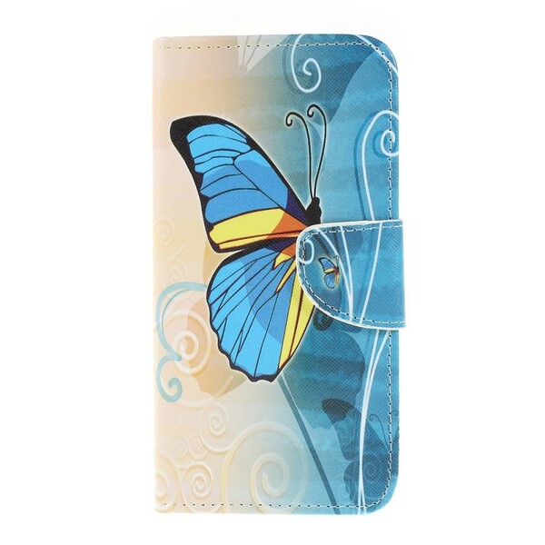 Samsung Galaxy A10 Butterfly Case sininen ja keltainen