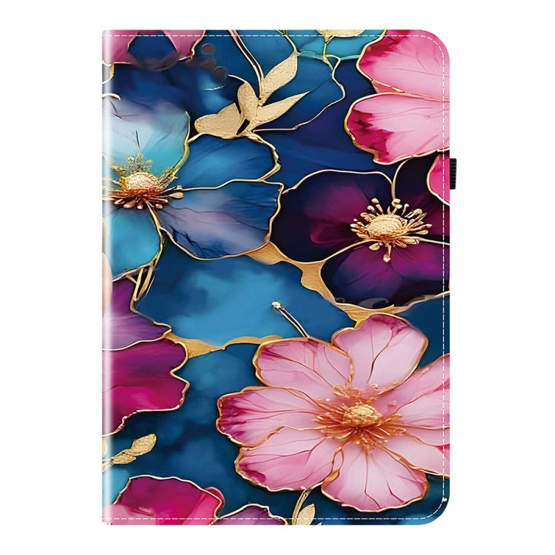 Lenovo Tab M11 / K11 (11") suojakuori - TB330 Siniset ja kultaiset kukat