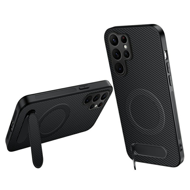Coque Samsung Galaxy S26 Ultra Magnétique Fibre Carbone avec Support
