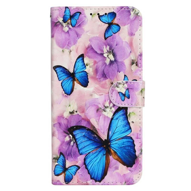 Suojakuori iPhone 17E / 16E Perhoset ja violetit kukat