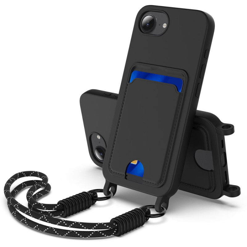 iPhone 17E / 16E nestemäinen silikoni kantonauha suojakotelo korttitasku ja kantolenkki
