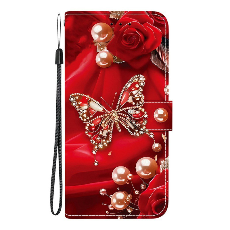 Suojakuori Oppo A6 5G / A6X 5G / 4G Perhonen Pearlescent vaaleanpunainen