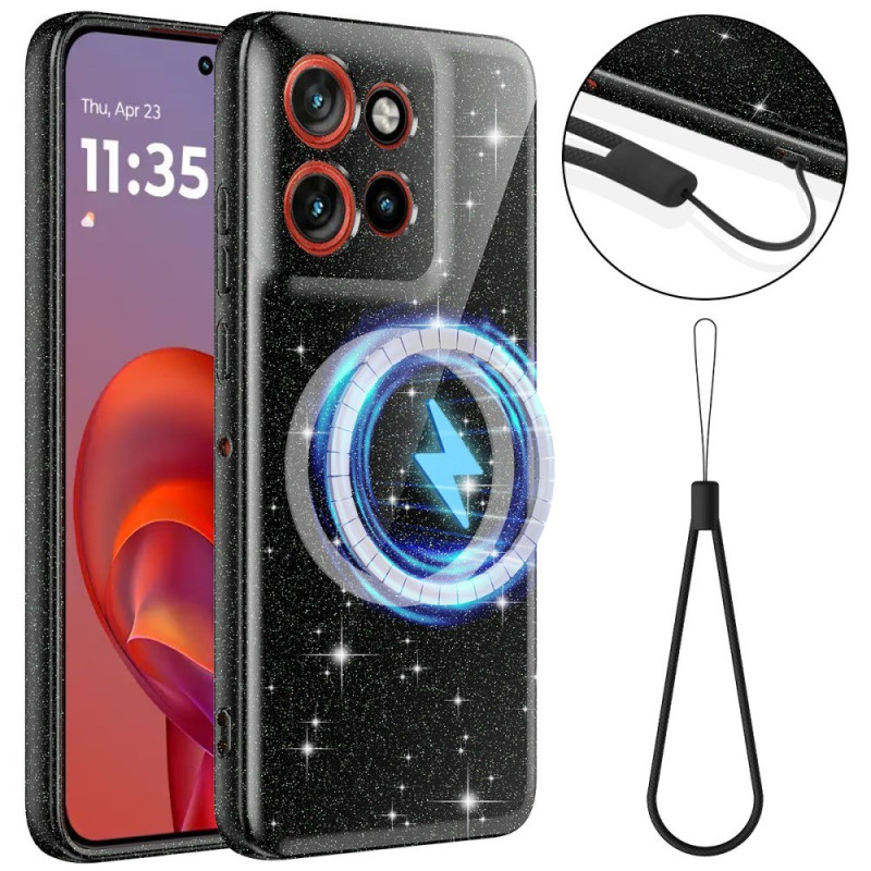 Motorola Edge 60 Neo / 50 Neo Magneettinen Paljetti suojakuori, jossa on kiinnityslenkki
