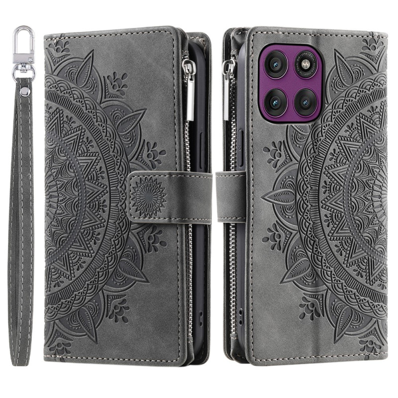 Moto G77 / G67 Suojakuori Mandala mokkanahka vaikutus