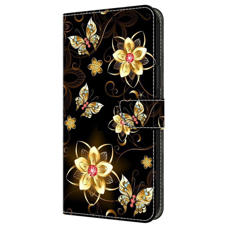 Moto G77 / G67 Gold Flowers Suojakuori