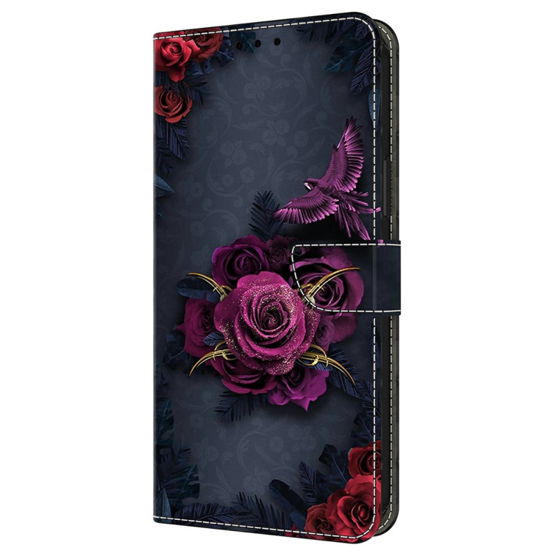 Moto G77 / G67 violetti kukka suojakuori
