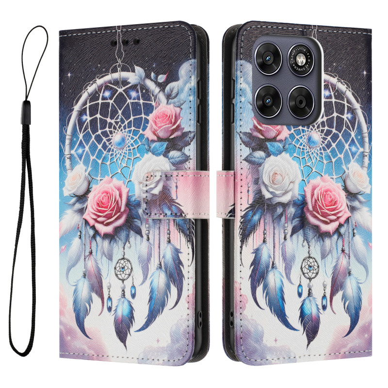 Moto G77 / G67 Suojakuori kukkakuvioitu Dreamcatcher