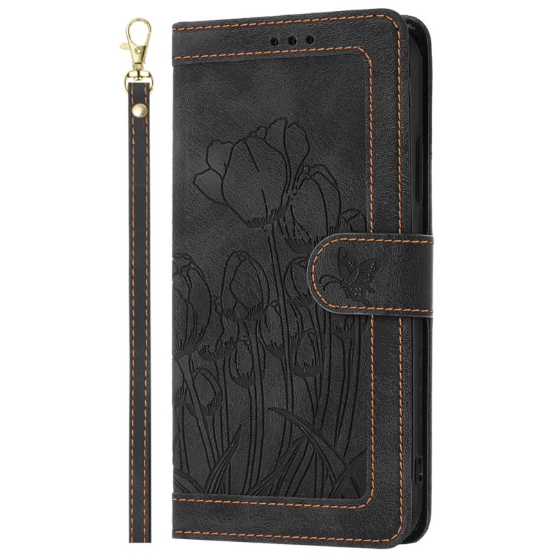 Moto Cover G77 / G67 Kukkainen mokkanahkaefekti