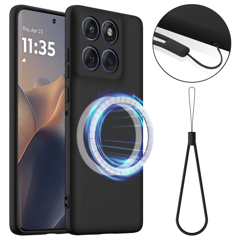 Moto G77 / G67 magneettikotelo, jossa on kantolenkki