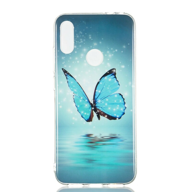 Xiaomi Redmi Note 7 Butterfly Case Sininen fluoresoiva