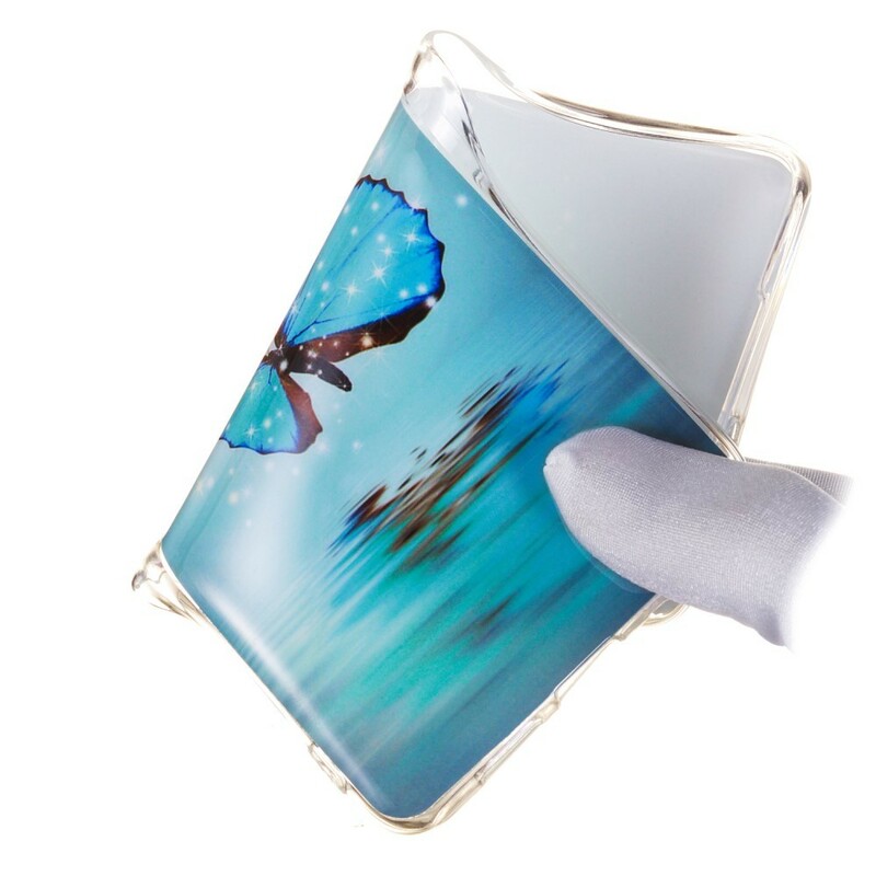 Xiaomi Redmi Note 7 Butterfly Case Sininen fluoresoiva