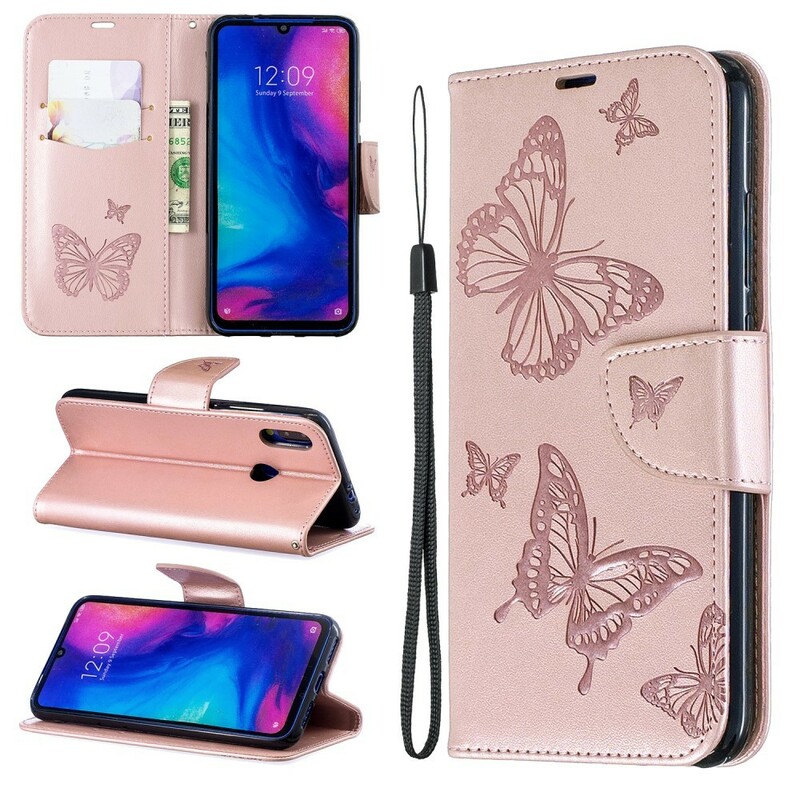 Xiaomi Redmi Note 7 Butterfly painettu hihna tapauksessa Xiaomi Redmi Note 7 Butterfly painettu hihna tapauksessa