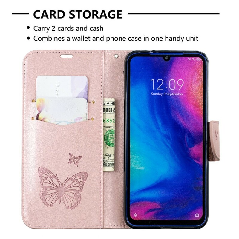 Xiaomi Redmi Note 7 Butterfly painettu hihna tapauksessa Xiaomi Redmi Note 7 Butterfly painettu hihna tapauksessa