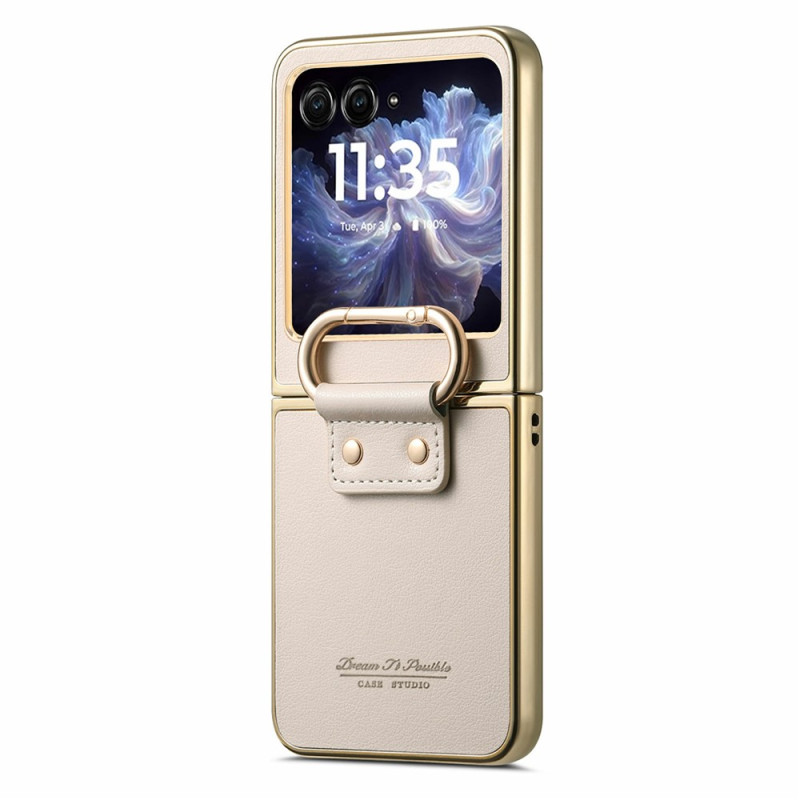 Suojus Motorola Razr 70 / 60 / 50 Keinonahka, jossa tukirengas