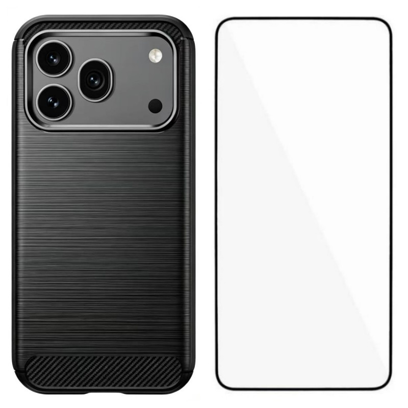 Honor 600 Pro harjattu hiilikuitu suojakuori näytönsuojalla