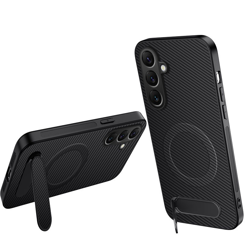 Samsung Galaxy A17 4G / 5G / A26 5G Hiilikuituinen suojakuori jalustan kanssa