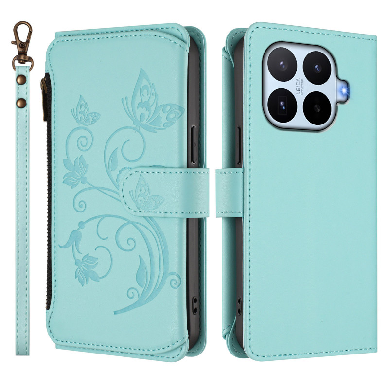 Xiaomi 17T Pro lompakko suojakuori Butterflies (RFID esto)
