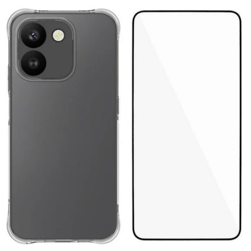 Honor 600 Smart -puhelimen läpinäkyvä suojakotelo ja näytönsuojakalvo