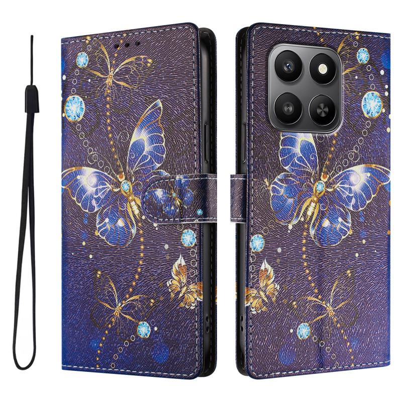 Honor 600 Smart -suojakotelo, sininen perhoskuvio