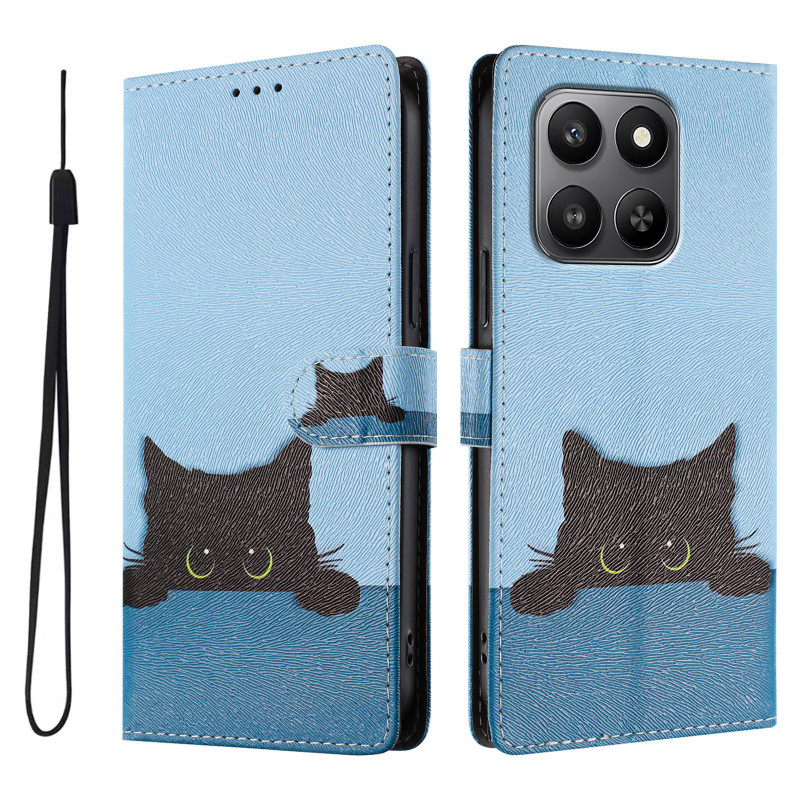Honor 600 Smart -suojakotelo, musta kissakuvio