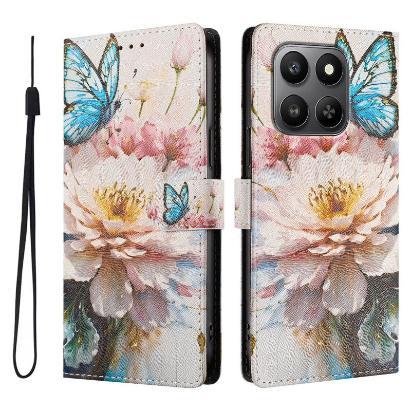 Honor 600 Smart -suojakotelo, perhos- ja kukkakuvio