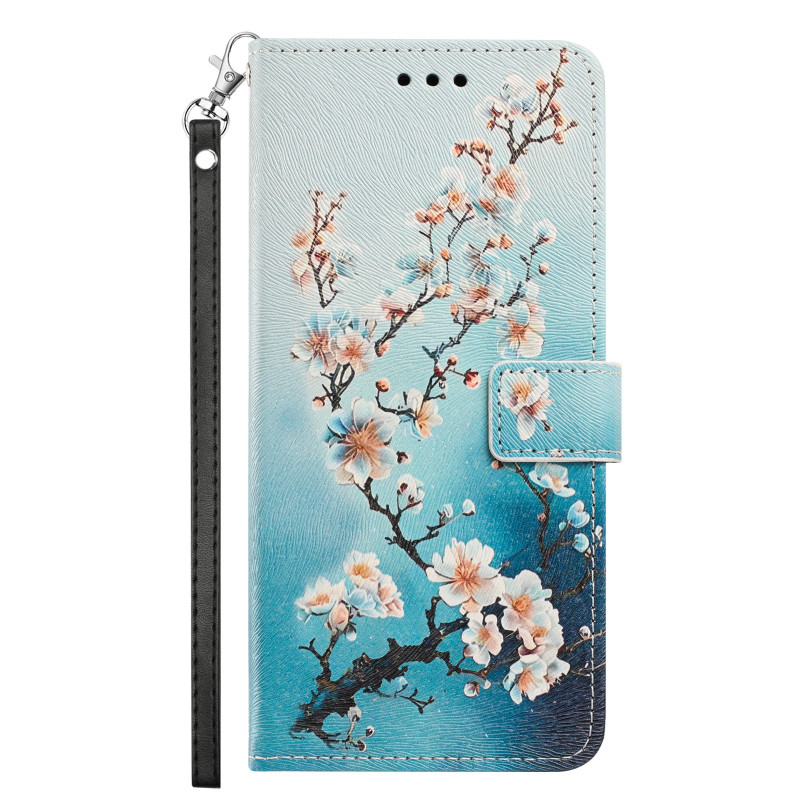 Honor 600 Smart -suojakotelo, luumukukkakuvio, hihnalla