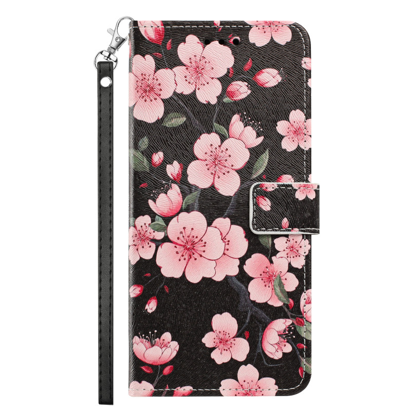 Honor 600 Smart -suojakotelo, kirsikankukkakuvio, hihnalla