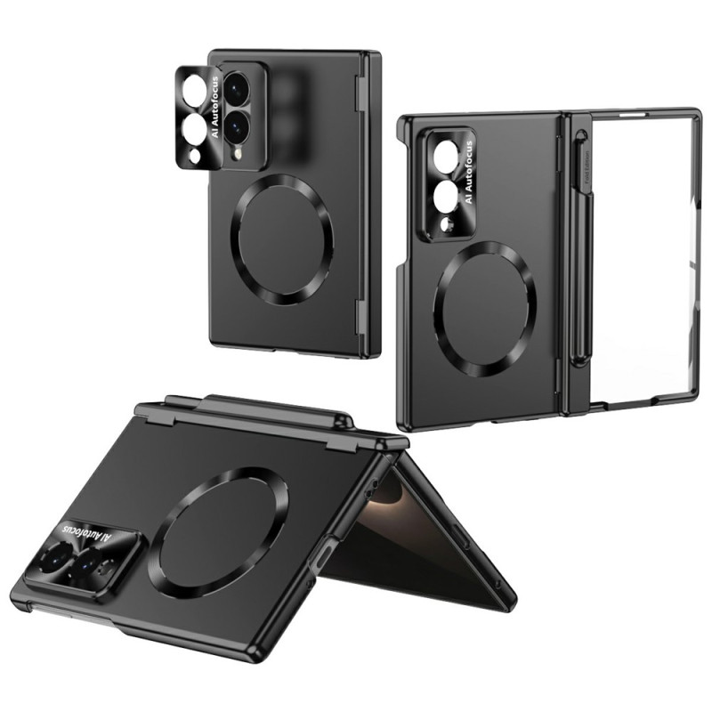 Samsung Galaxy Z Fold 8:n magneettinen suojakotelo, jossa on kynäteline ja saranan suojaus