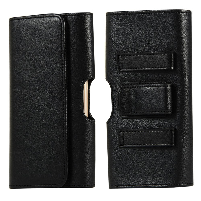 Vaakasuora PU-nahkamainen vyösuojakuori, jossa on yleiskäyttöinen älypuhelimen kiinnike, 16,6 × 8,6 × 2 cm