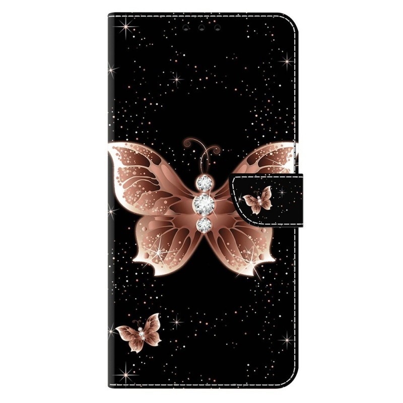 Google Pixel 11 Pro / 11 -suojakotelo, perhoskuvio mustalla taustalla