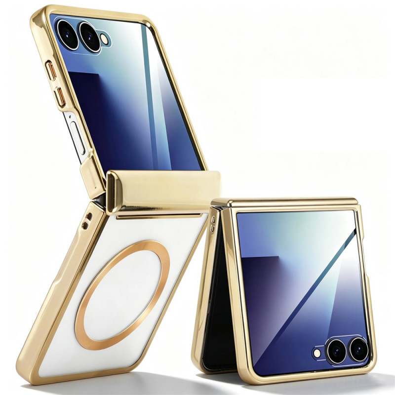 Samsung Galaxy Z Flip 8 -suojakotelo, magneettinen, metallin näköiset reunukset