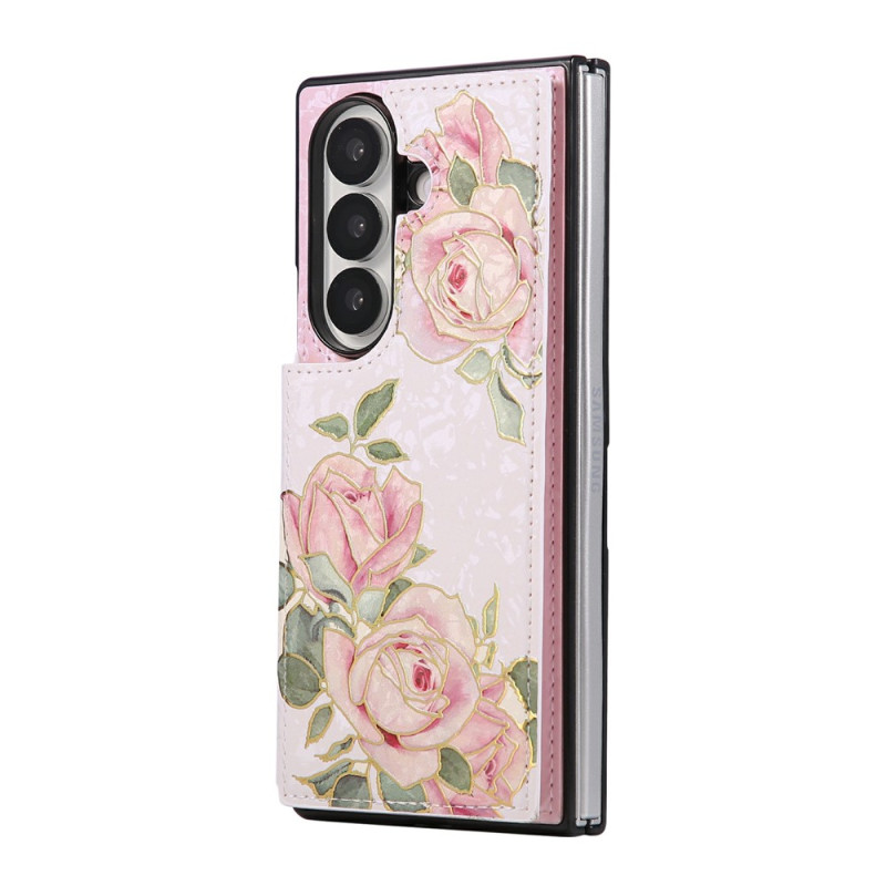 Samsung Galaxy Z Fold 8 Ultra -suojakotelo, kukkakuvioinen korttitasku (RFID)