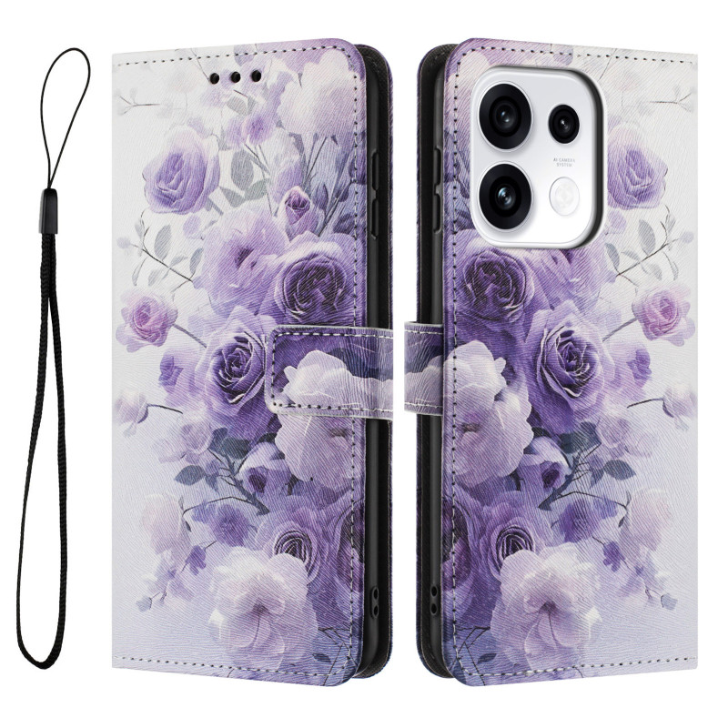 Oppo Reno 16 / 16 Pro -suojakotelo, violetteja kukkia