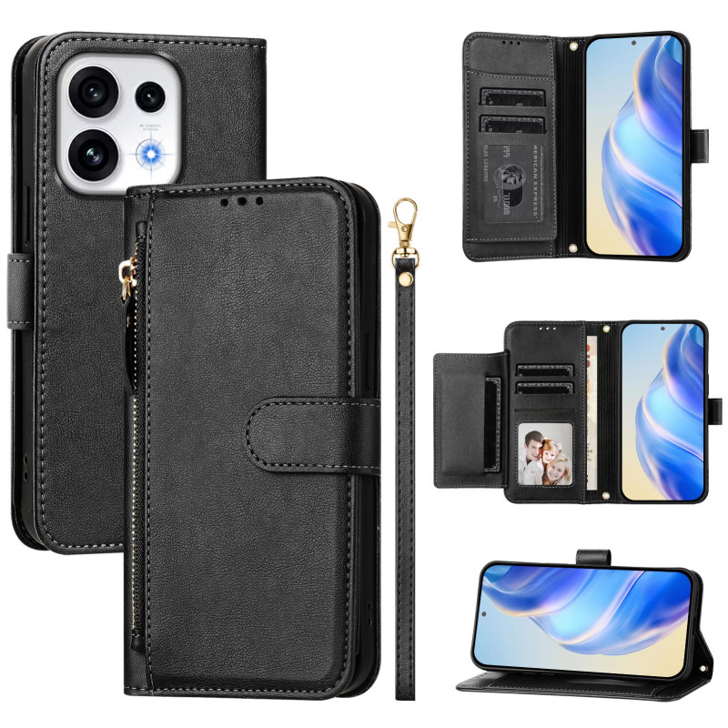 Oppo Reno 16 5G / 16 Pro 5G -suojakotelo, lompakkotyyppinen, vetoketjutasku