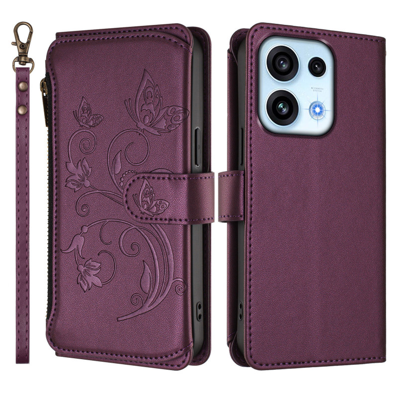 Oppo Reno 16 F 5G / 16 FS 5G -suojakotelo, kukkakuvioinen, hihnalla