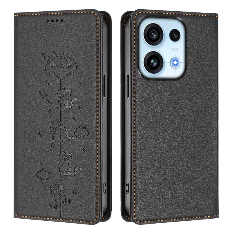 Oppo Reno 16 F 5G / 16 FS 5G -käännettävä suojakotelo, kissakuvio