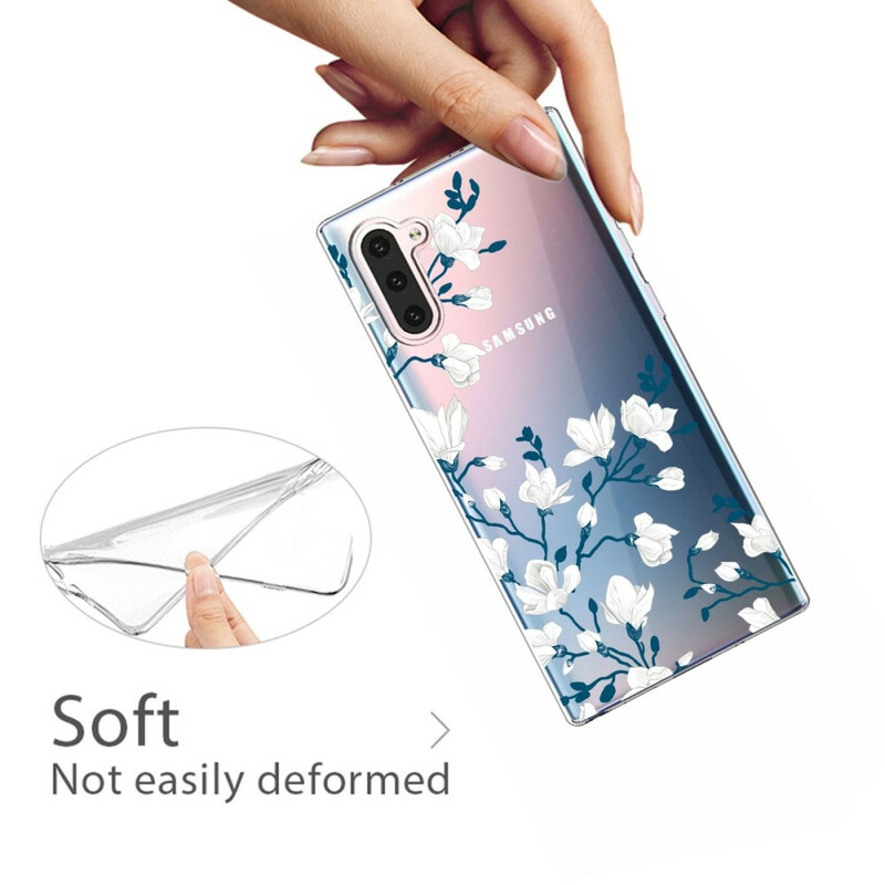 Samsung Galaxy Note 10 Kotelo Valkoiset kukat
