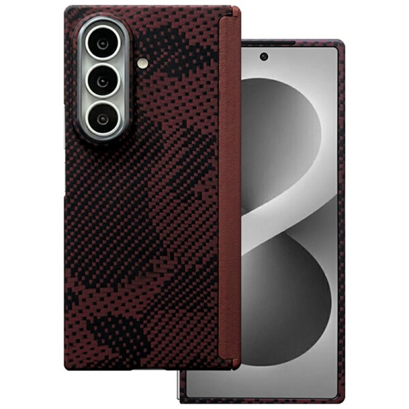 Samsung Galaxy Z Fold 8 Ultra -suojakotelo, magneettinen, punainen aramidikuitu, saranan suojauksella