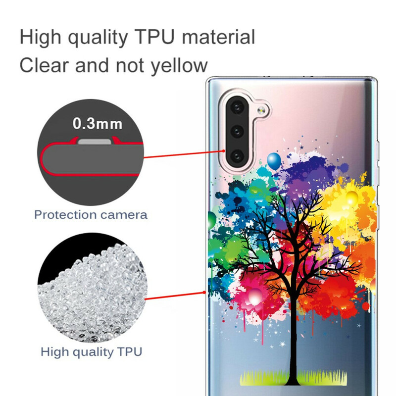 Samsung Galaxy Note 10 läpinäkyvä akvarelli puu tapauksessa